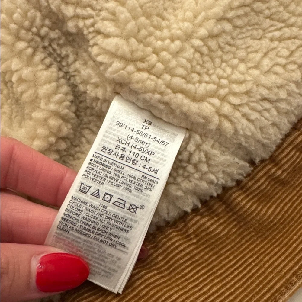 Too cute! GAP Kids Tan Corduroy Jacket with Sherpa Collar, sz XS